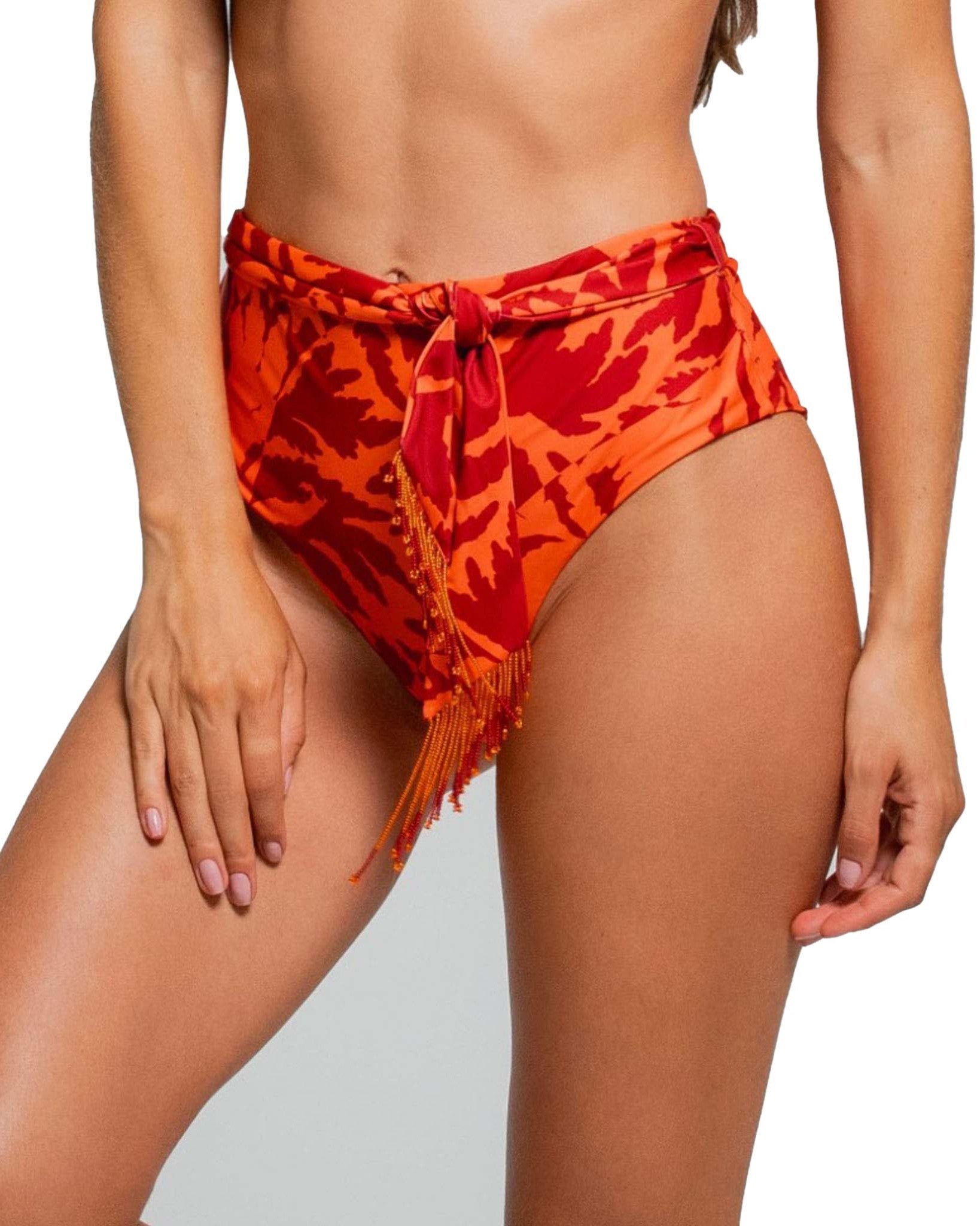 High-Waist-Bikini-Hose mit Bindegürtel 