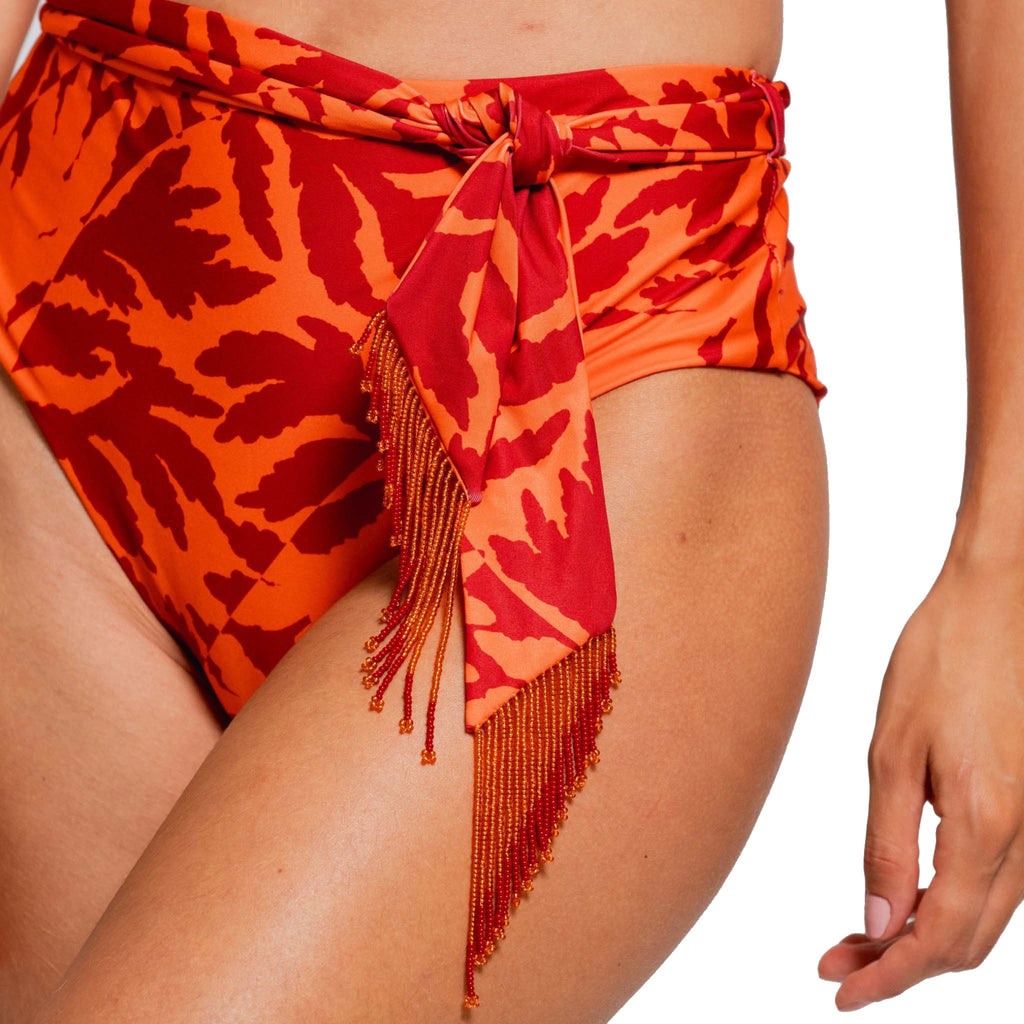 High-Waist-Bikini-Hose mit Bindegürtel 