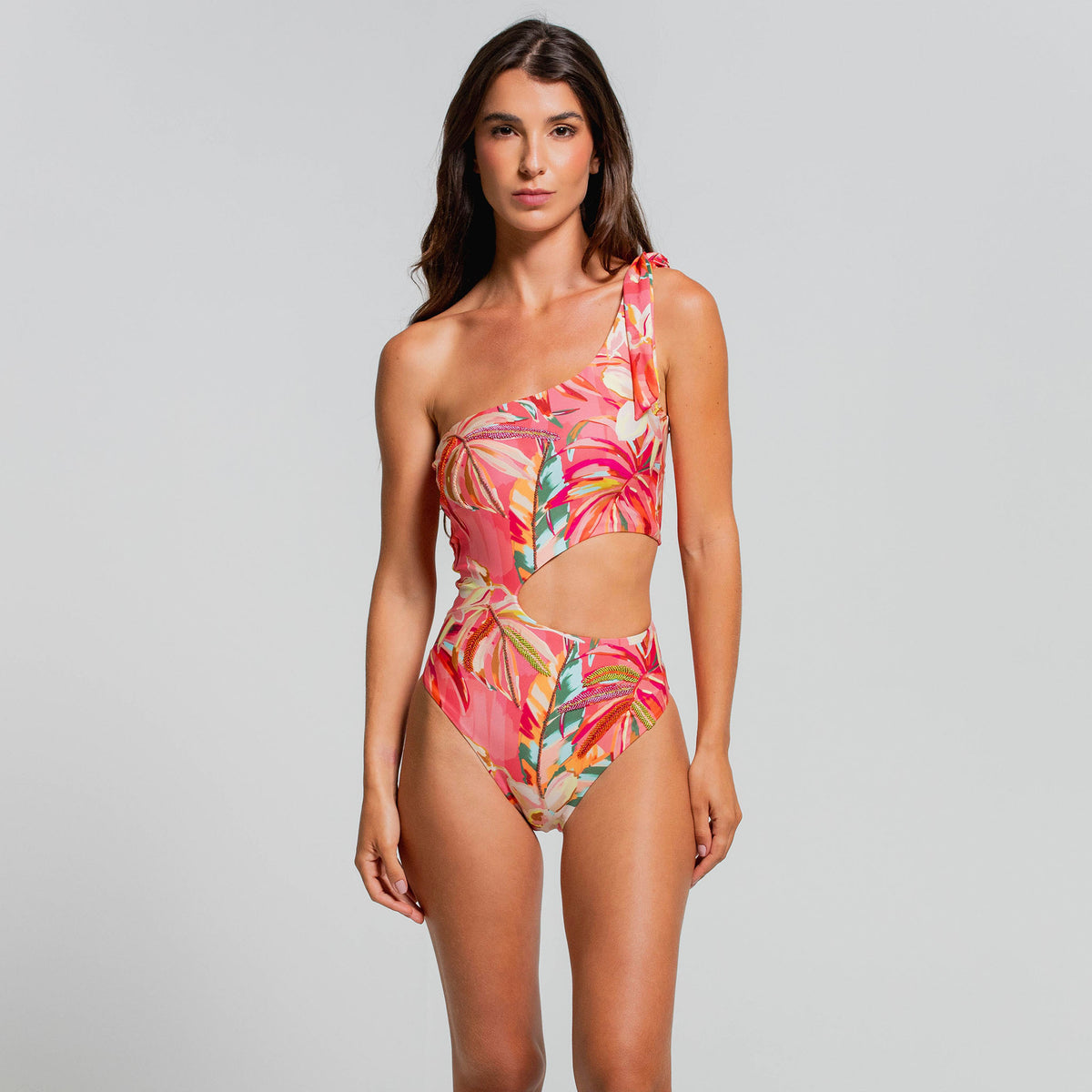 One Shoulder Cut Out One Piece